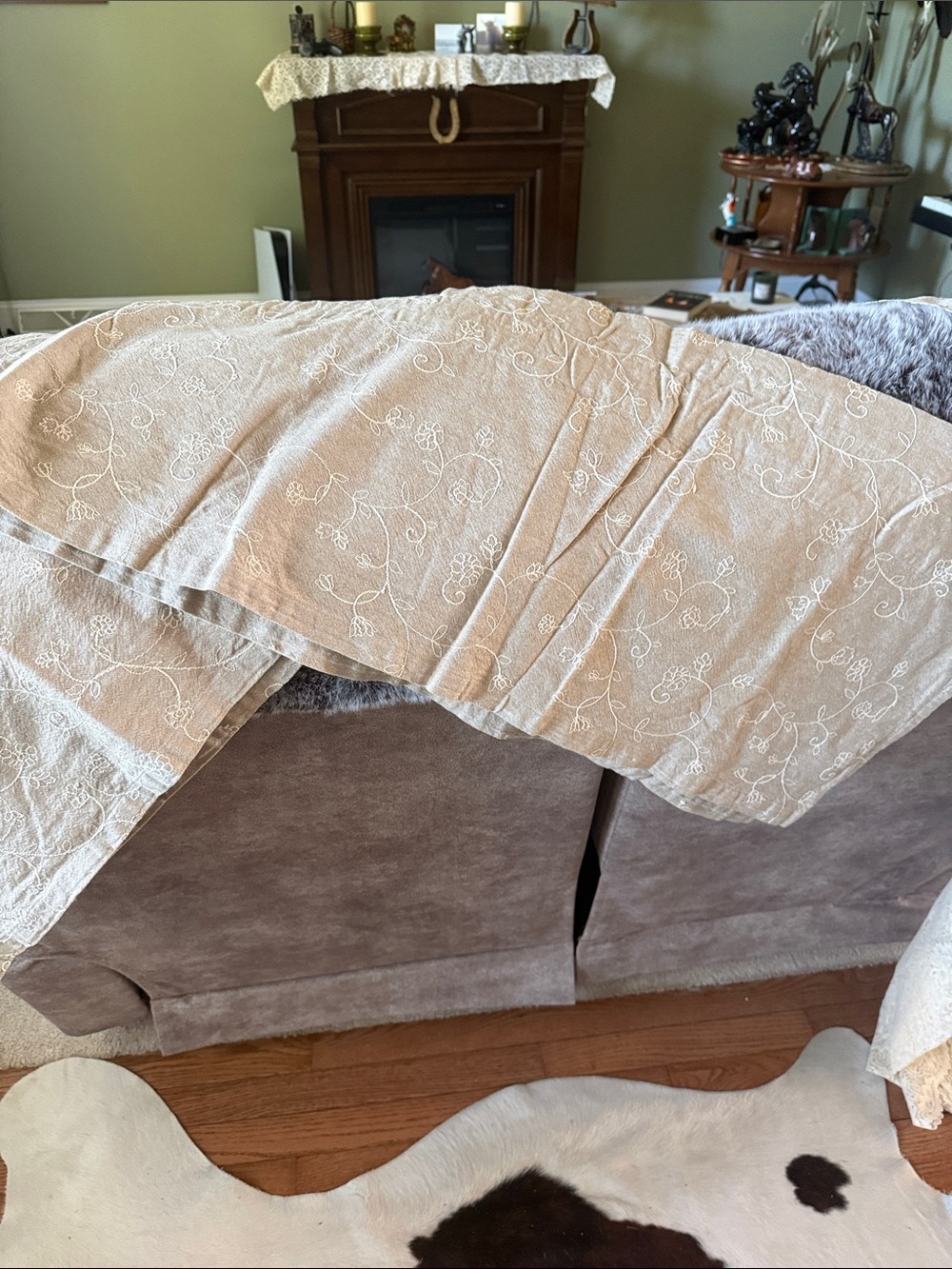 Embroidered Beige/Tan curtain valances